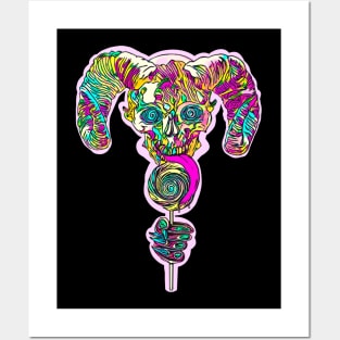 Halloween Candy Skull Candy Demon licking lollipop Posters and Art